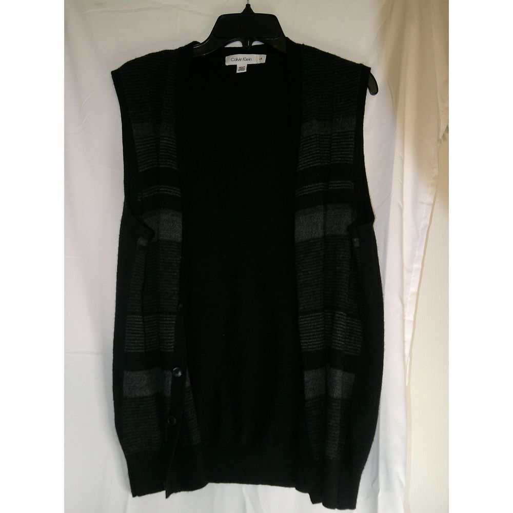 Calvin Klein Black‎ Knit Sweater Vest Classic Business Casual L/G